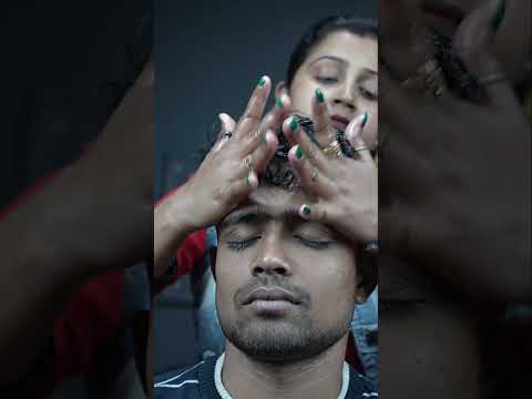 Indian Lady Barber Doing Super Relaxing Head Massage ASMR #shorts