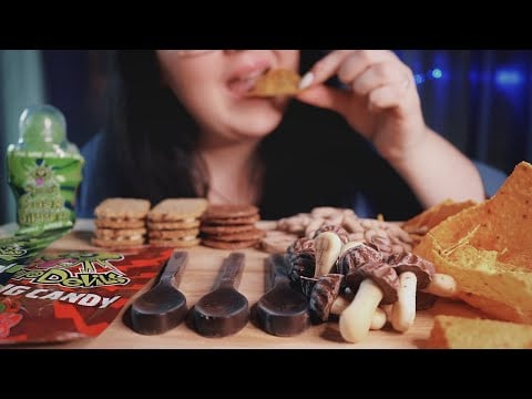 ASMR 🍬 POPPING CANDY, CHOCOLATE SPOONS NACHOS (eating sounds no talking)