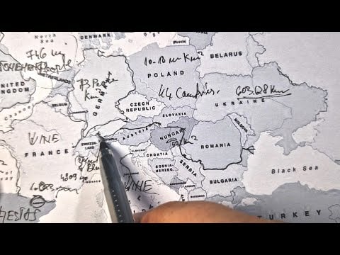 ASMR: EUROPE with FACTS - Statistics, Geography & History Facts about | ASMR map tracing writing