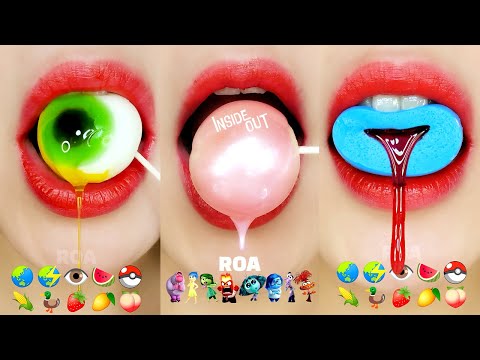 ASMR Emoji Food 인사이드 아웃, 지구, 눈알 볼젤리 이모지 먹방 Inside Out, Planet, Eye Ball Jelly Gummy Eating Sounds