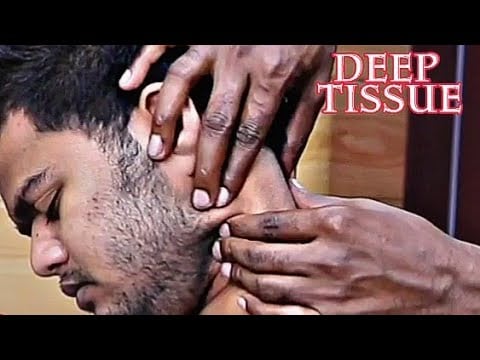 Deep Tissue shoulder massage and deep pressure head massage with neck Crack | Indian barber ASMR