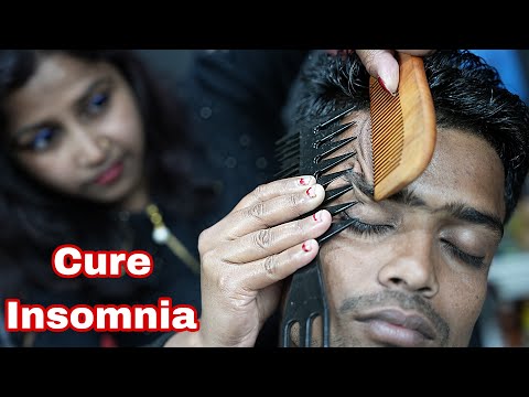 Indian Woman Doing Comb Massage For Cure Your Insomnia | ASMR Comb Massage And Forehead Massage ASMR