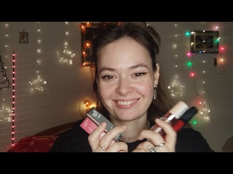 Asmr trying different lipsticks!!!(whispering, tapping)