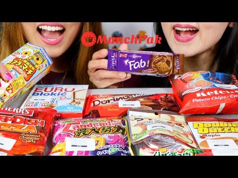 ASMR TRYING SNACKS FROM AROUND THE WORLD (Chocolate, Candy, Chips)  과자 리얼사운드 먹방 | Kim&Liz ASMR