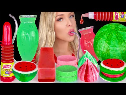 ASMR WATERMELON CAKE, SWEET TART, MERINGUE KISSES, RED VELVET CAKE POPS, JELLY MUKBANG 먹방