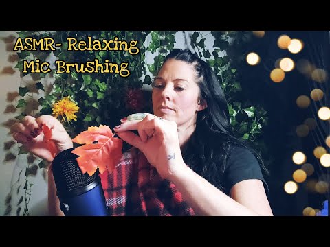 ASMR  | Mic Brushing On Different Mic Covers Using Fall Leaves & Black Roses (No Talking)