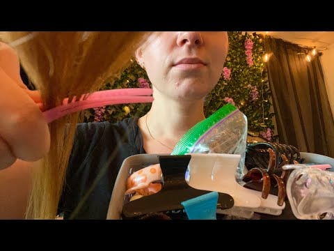 ASMR Hair Brush, Clips, and Product Sampling (hair, writing sounds) Organizer Series Pt 4