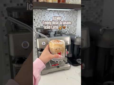 ASMR make a tiktok viral iced latte 🧸☕️ #asmr #tingles #asmrrelaxing #tiktok #icedlatterecipe