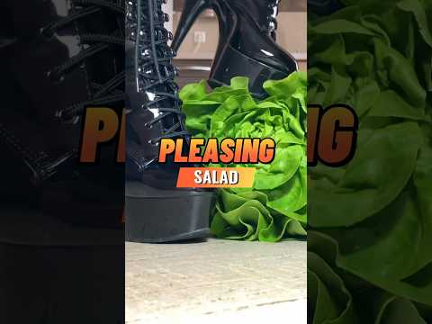 Pea vs. Pleasing Salad! Oddly Satisfying Pole Boots Crushing Food! ASMR