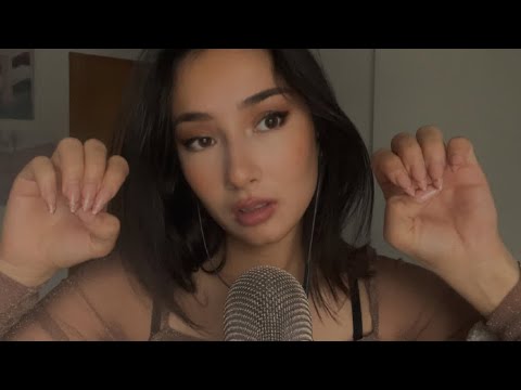 ASMR tingly mouth sounds + long nail tapping 💗