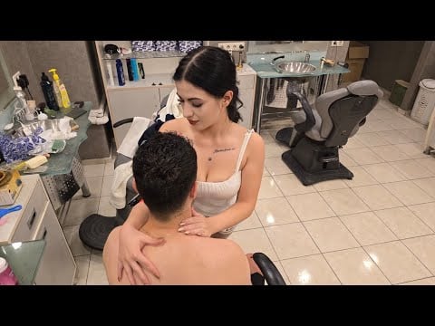 💈ARIA’S HANDS KNOW EXACTLY WHAT TO DO 😌 | ASMR SCALP, FACE & CHEST MASSAGE on REAL BARBERSHOP CHAIR