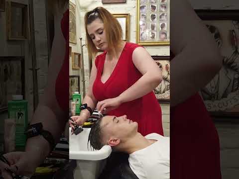 Lady barber Rita asmr hair wash for sleep