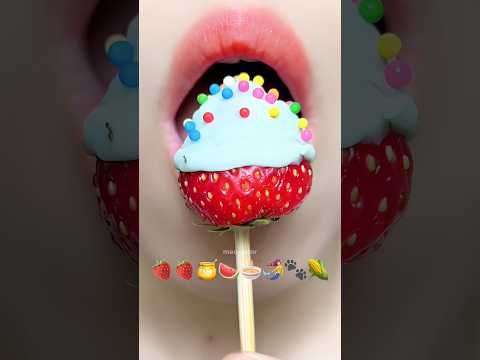 Red Emoji Food 🍓🍉🐾 #meoasmr #mukbang #asmr #satisfying #emojichallenge #eating #asmrsounds