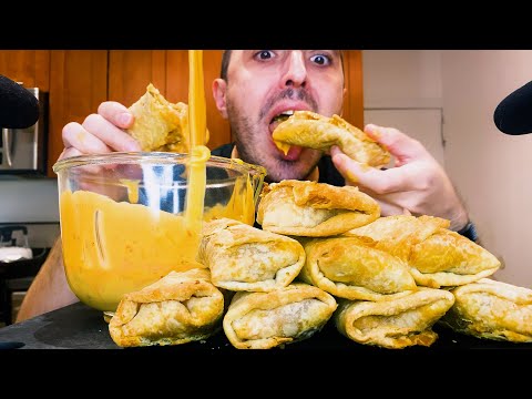 SPICY CHEESE SAUCE FRIED CHIMICHANGA BURRITOS * ASMR MUKBANGG NO TALKING *