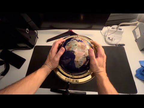 ASMR: cleaning and playing with an old globe(mostly unintelligible)