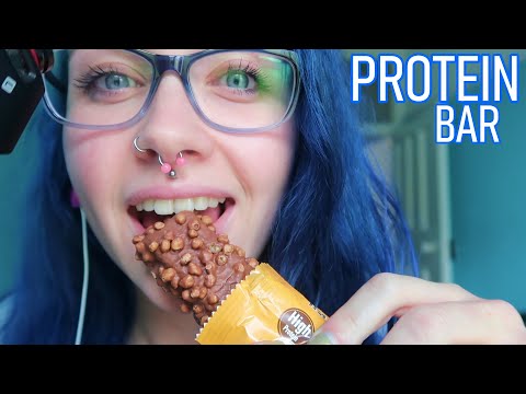ASMR Eating A Chewy Chocolate Peanut & Caramel Protein Bar (Chewy Eating Sounds) 🥜