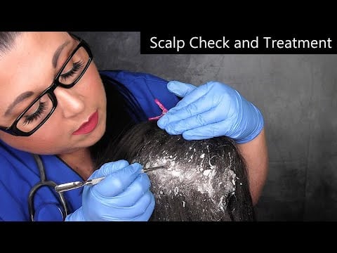 ASMR Scalp Check and Treatment (Dandruff Removal, Whispering, Scalp Massage, Medical Instruments)