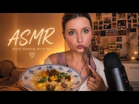 ASMR | have dinner with me (pasta eating sounds 🍝😋) | light whispers 