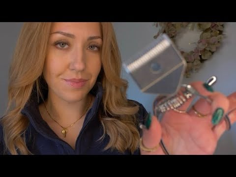ASMR Barbershop RP - Manual trimmer, scissor cut, eyebrow shaping, ear burning