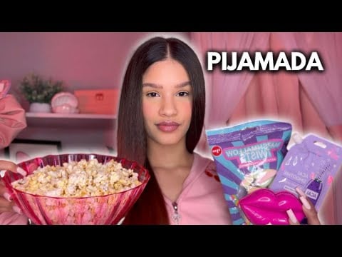 Asmr te peino, te desmaquillo, skincare, masaje capilar, comemos | Pijamada roleplay