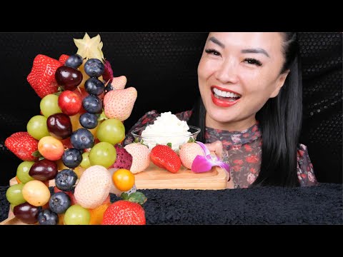 EDIBLE FRUIT CHRISTMAS TREE (ASMR EATING SOUNDS) LIGHT WHISPERS | SAS-ASMR