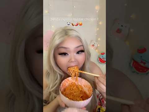 PANDA EXPRESS BULDAK CHICKEN AND NOODLES #asmr #mukbang #eatingsounds #buldak