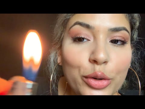 ASMR| Outdoors At Night (tapping, scratching, soft whispers, eating, fire)