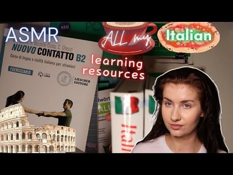 ASMR My ITALIAN Learning Resources (soft spoken) book haul, show & tell