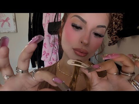 ASMR: Braiding and Clipping Your Hair Back 🎀 + Clicky Hair Parting - No Talking  ￼