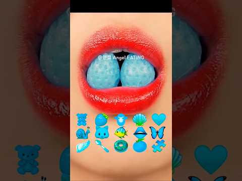 asmr BLUE & ORANGE EMOJI FOOD KOHAKUTOU 주황색 & 파란색 이모지 먹방 코하쿠토 eating sounds