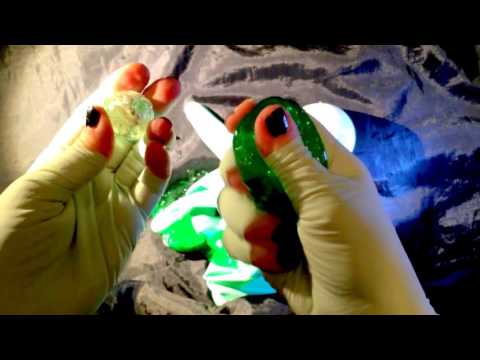 Latex Gloves👋Tapping& Sticky with thick💚 SLIME and Rubber Glove as "dessert" [[ASMR]]