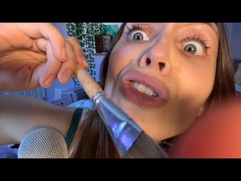 ASMR FAST AND AGGRESSIVE painting on your face. A lot of personal attention, visuals, mouth sounds +