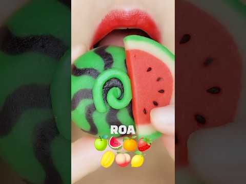 fruits bean cake (wagashi, mochi) eating sounds | asmr mukbang 화과자 이모지 입술 먹방 #mukban