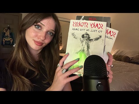 ASMR Reading Scary Stories To Tell In The Dark (Book Tapping And Grasping, Hair Play, Fabric Sounds)
