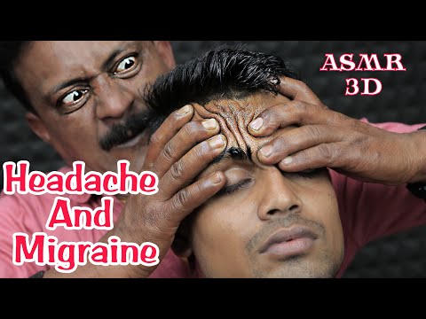 Headache And Migraine Relief Head Massage and Relaxing Forehead Tapping asmr with neck cracking