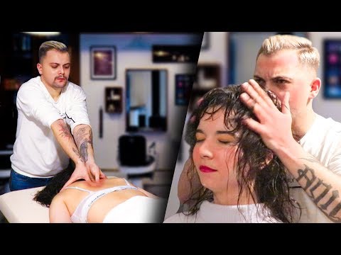 ASMR FEMALE MASSAGE 🚺 SOFT TOUCH | ASMR SOUNDS IN REAL BARBER SHOP 💈