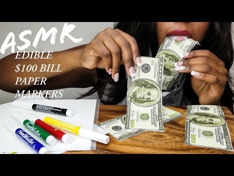 ASMR PRANK 😝 EDIBLE PAPER/ 100 DOLLAR BILL/ EDIBLE MARKERS 🤗 MUKBANG