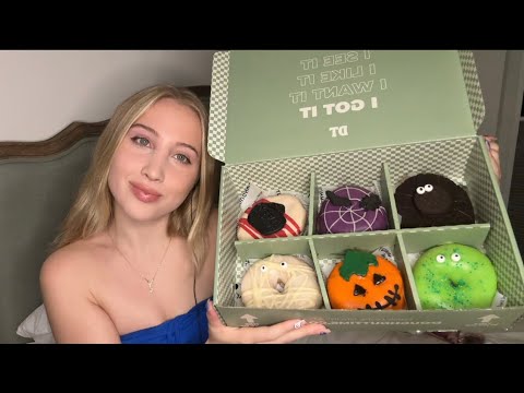 asmr eating gourmet halloween doughnuts