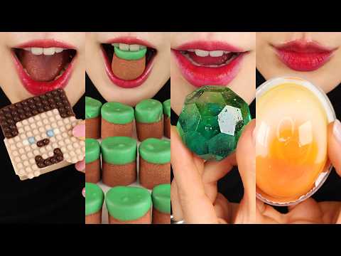 1HOUR MUKBANG ASMR FOR SLEEP😪 MINECRAFT FOOD, SNACKS FROM FRANCE&THAILAND&CHINA, WAX CANDY ETC