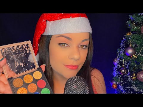 ASMR: MAQUIAGEM RELAXANTE PARA O NATAL (Sons de boca)