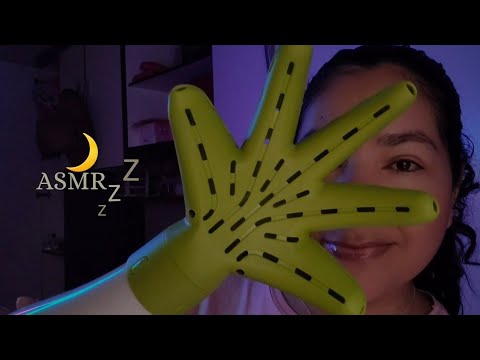 ASMR - Cuidado Relaxante Para Cabelos Cacheados | Difusor,Cremes,Fitagem,Pente (SONS REAIS)💤