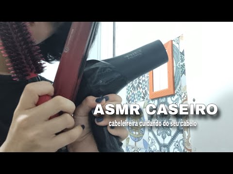 ASMR LAVANDO,ESCOVADO E PRANCHANDO SEU CABELO (sons caseiros)