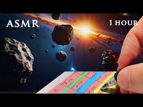 ASMR Writing Asteroid Facts | 1 Hour Space + Lead Pencil Sounds