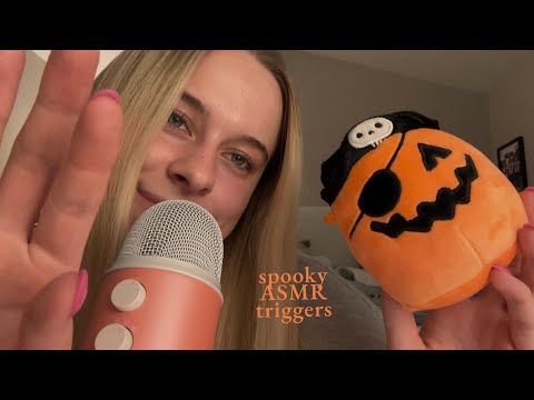 ASMR Spooky Halloween Triggers 🎃🕷️ (with mouth sounds, personal attention, word repetition, & more)