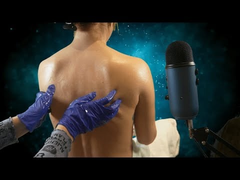 ASMR extremely tingly back massage with crinkly gloves and oil - no talking