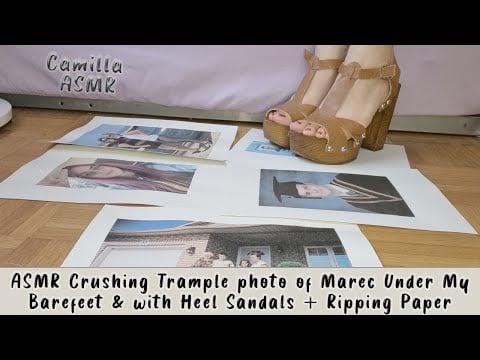 ASMR Crushing Trample photo of Marek Under My Barefeet & with Heel Sandals + Ripping Paper