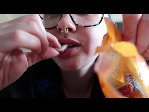 ASMR Fizzy Gummy Candy Eating, Ramble Life Updates With Some Lofi Camera Taps & Crinkles 🍬
