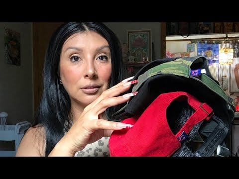 Fabric Scratching Gum Chewing Hat Collection 🧢 ASMR 
