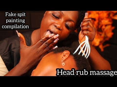 ASMR ✨no gum fake spit paint compilation,intense head massage,scalp scratching, beard nitpicking,