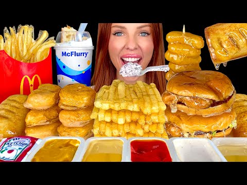 ASMR MUKBANG, Tanghulu McDonald's Junior Chicken, Candied Chicken Nuggets, Apple Pie Mcflurry 먹방